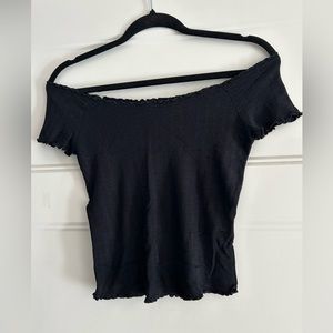 Black off the shoulder shirt